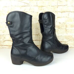 El Naturalista Tall Boots Womens 38 7.5-8 M Black Leather Notched Back Lined Y2K